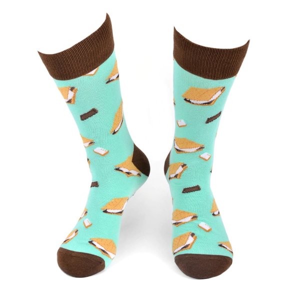 Men's S'mores Chocolate Marshmallow Novelty Socks - Picture 1 of 4